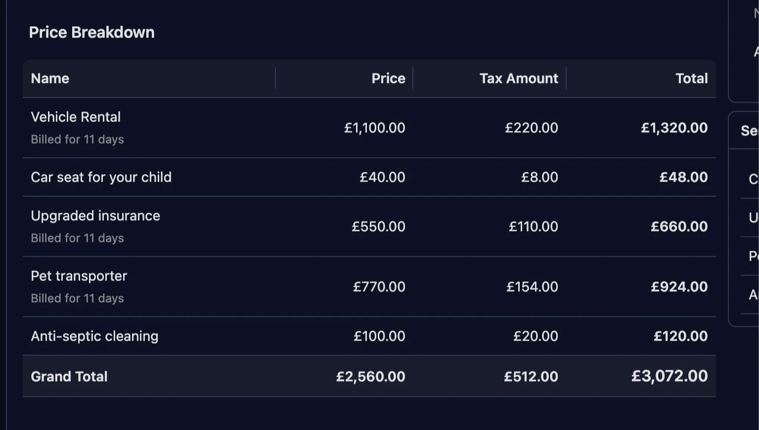 Screenshot - Price Calculator