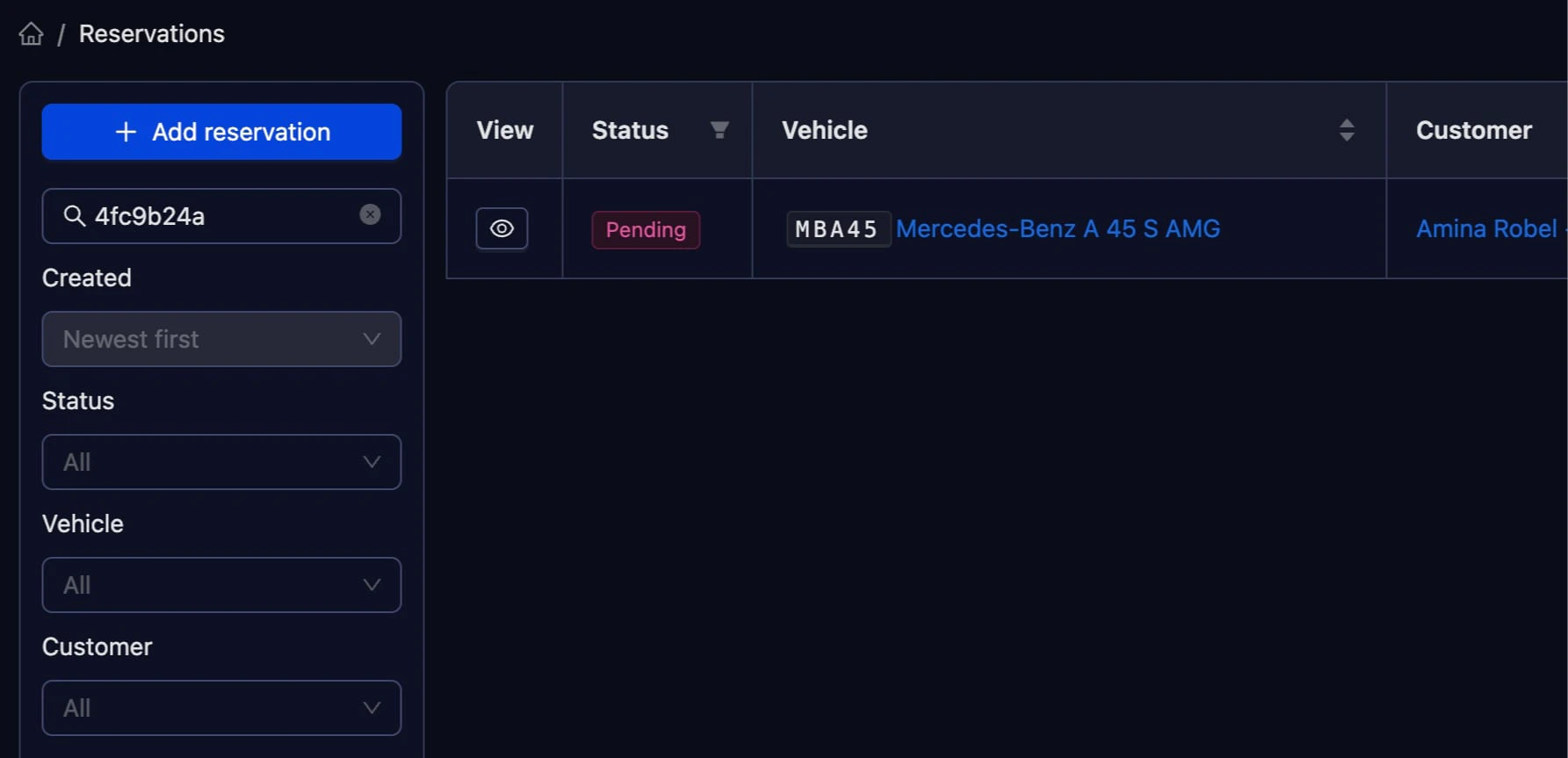 Screenshot - Reservation Search
